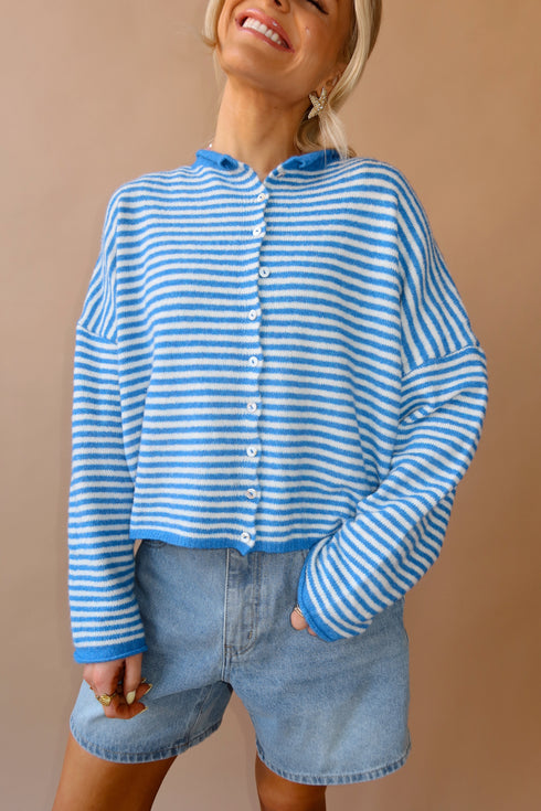 Coco Cutie Cardigan // Blue Stripe