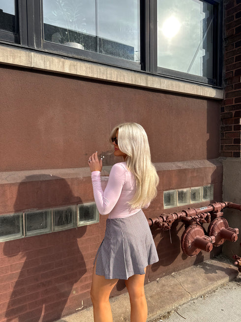 Pleated Princess Checked Skirt // Brown