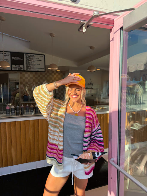 You're My Stripe Cardigan// Pink