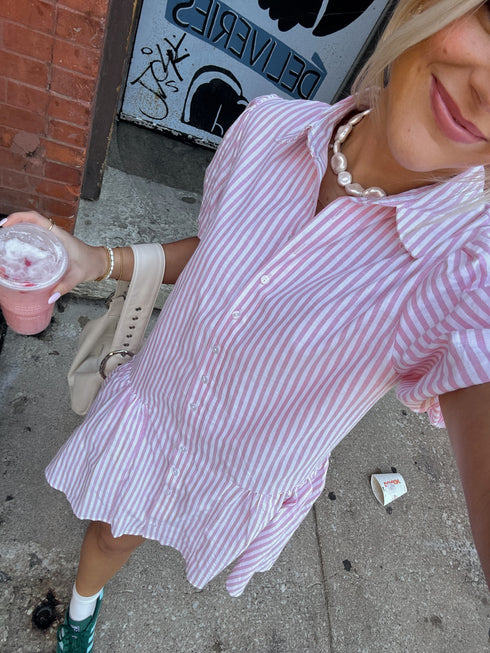 Stevie Striped Dress// Pink