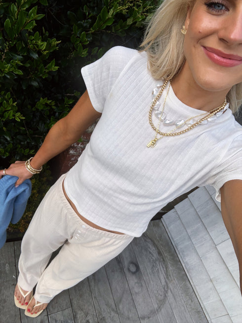 Babygirl Pointelle Tee// White