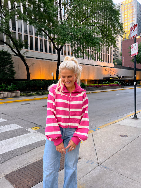 Boyish Babe Striped Pullover// Pink