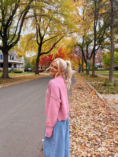 Stay Rosy Ribbed Sweater