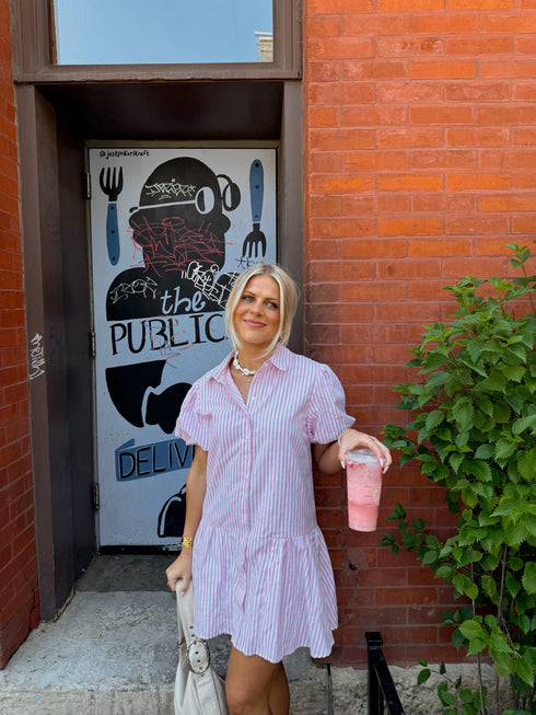 Stevie Striped Dress// Pink