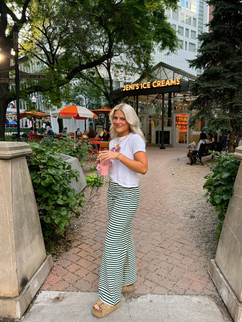 The Andie Striped Pant // Evergreen *RESTOCKED*