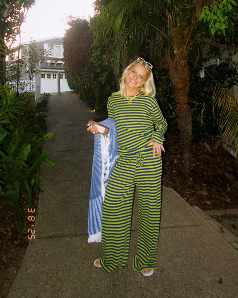 Beach Bum Striped Set // Citrus Green