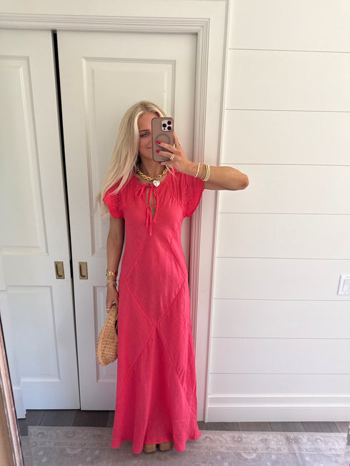 Clambake Linen Dress // Coral