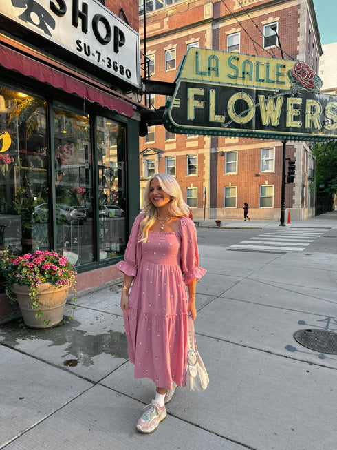 Lillies Love Midi Dress// Pink