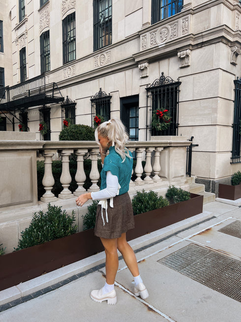 Bow Babe Sweater Top// Teal