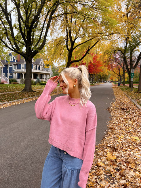 Stay Rosy Ribbed Sweater