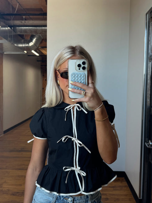 Tea Time Bow Top // Black