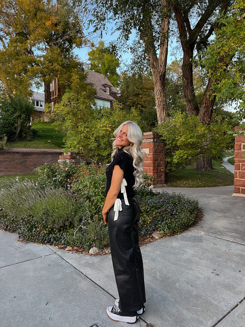 Bow Babe Sweater Top// Black *RESTOCKED*