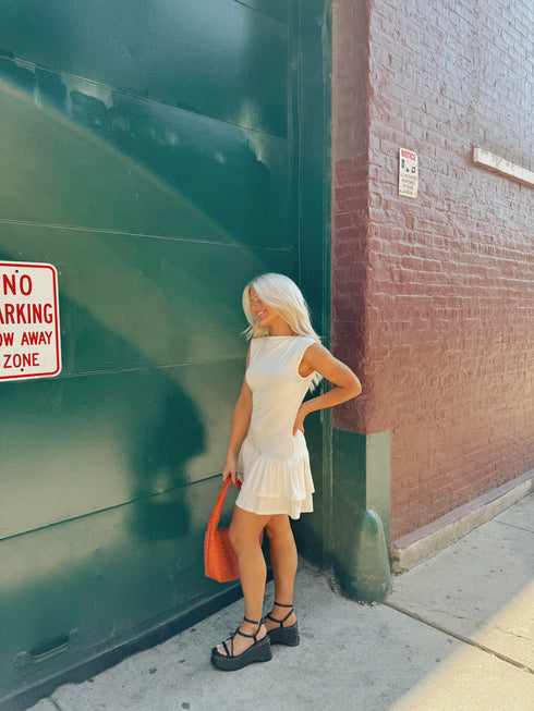 Let's Go Girls Dress// Cream