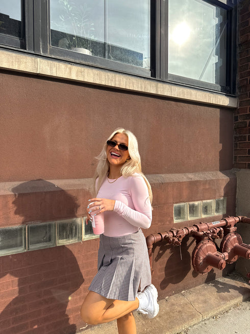 Pleated Princess Checked Skirt // Brown