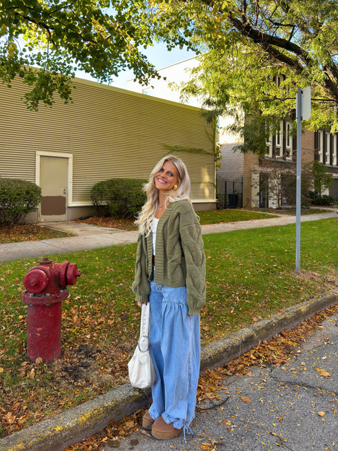 Olive You Cable Cardigan