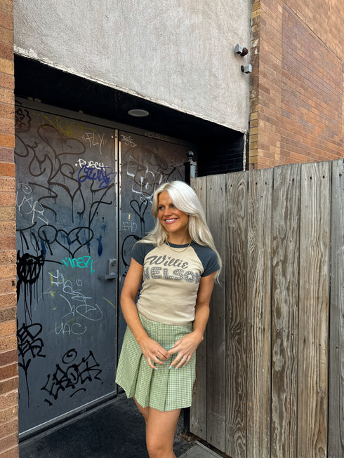 Pleated Princess Checked Skirt // Sage