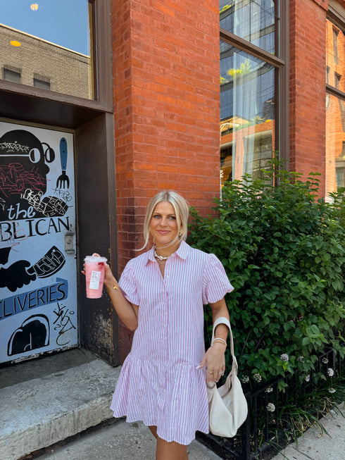 Stevie Striped Dress// Pink