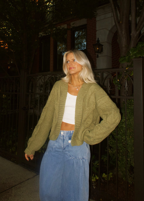 Olive You Cable Cardigan