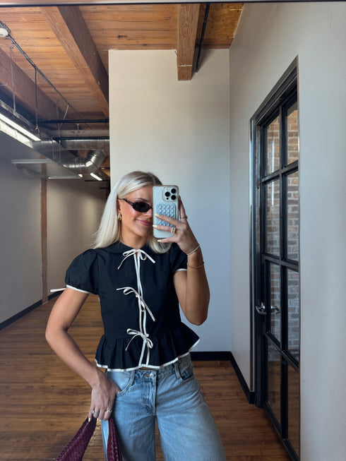 Tea Time Bow Top // Black