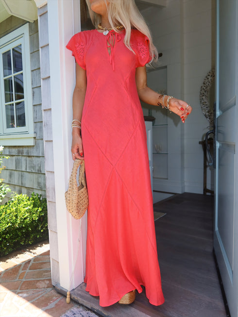 Clambake Linen Dress // Coral