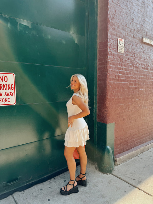 Let's Go Girls Dress// Cream