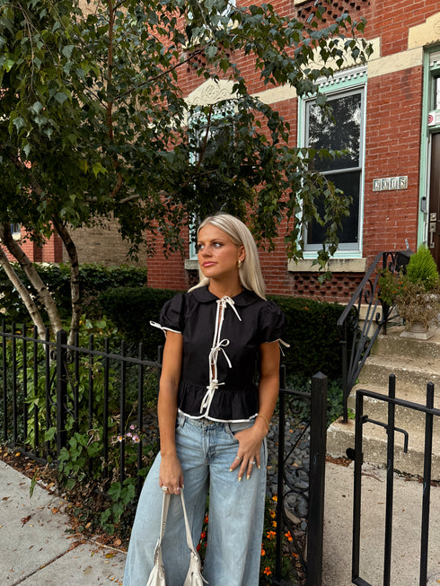 Tea Time Bow Top // Black