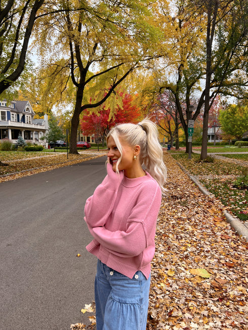 Stay Rosy Ribbed Sweater