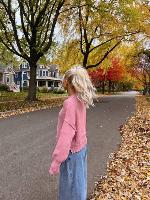 Stay Rosy Ribbed Sweater