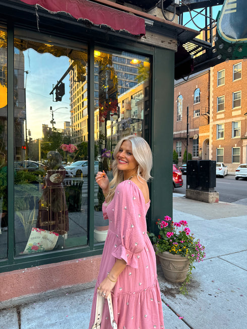 Lillies Love Midi Dress// Pink