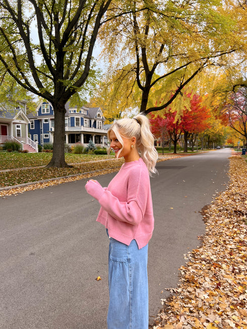 Stay Rosy Ribbed Sweater
