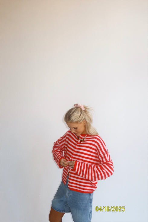 Coco Cutie Cardigan // Red & Pink Stripe