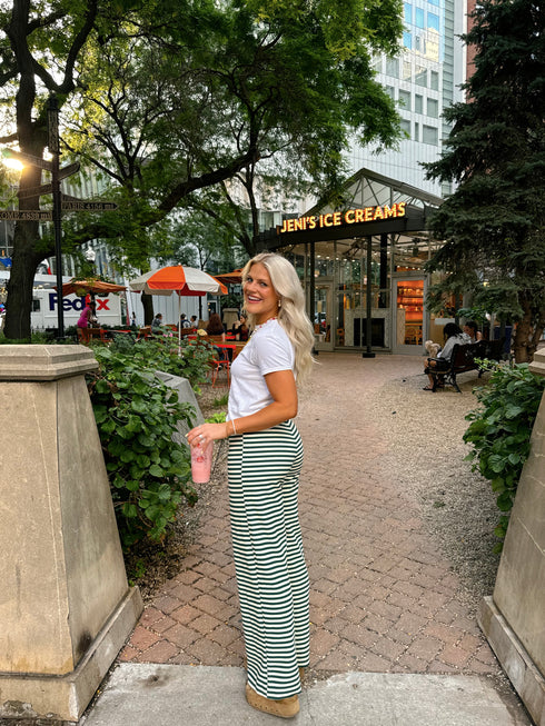 The Andie Striped Pant // Evergreen *RESTOCKED*