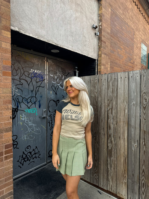 Pleated Princess Checked Skirt // Sage