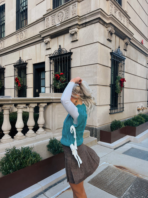 Bow Babe Sweater Top// Teal