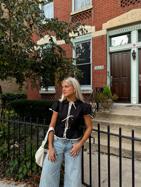 Tea Time Bow Top // Black