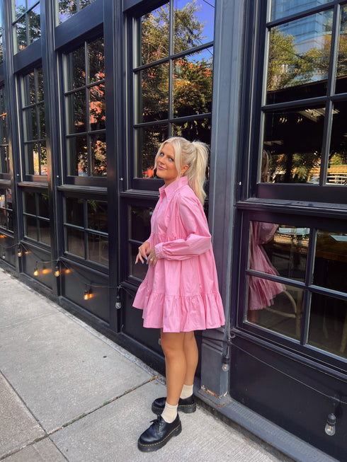 The Chloe Collared Dress// Pink