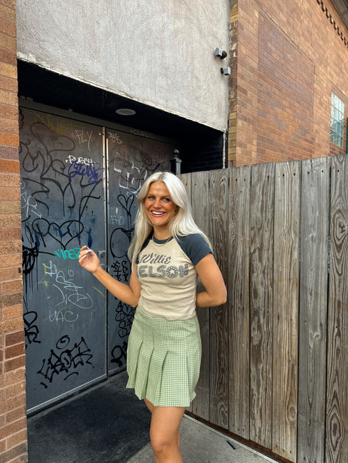 Pleated Princess Checked Skirt // Sage