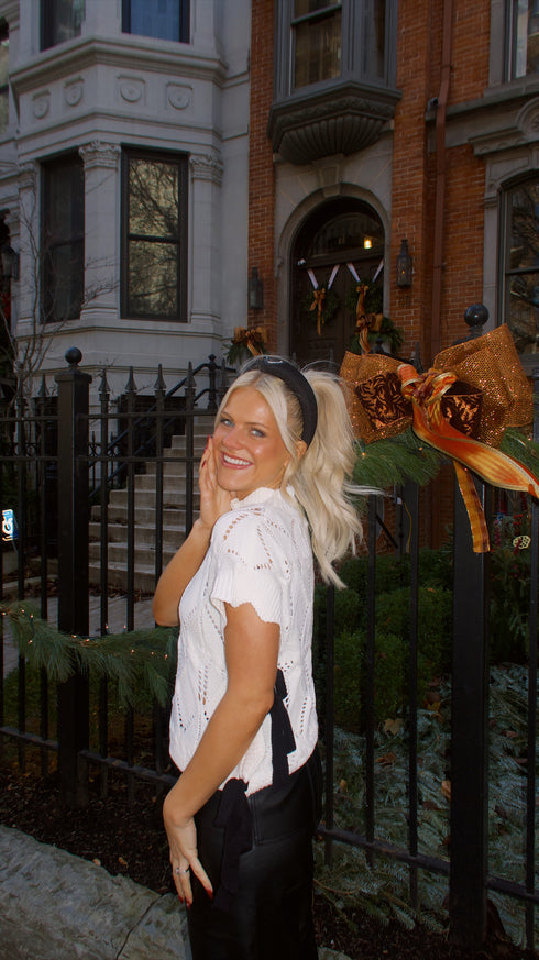 Bow Babe Sweater Top// White