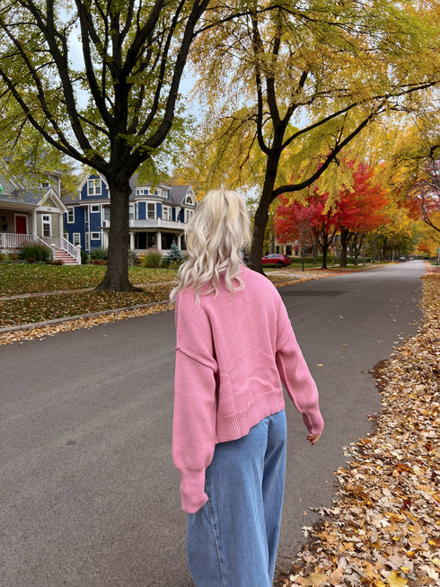 Stay Rosy Ribbed Sweater