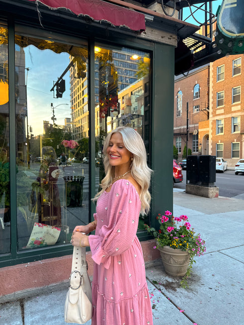 Lillies Love Midi Dress// Pink