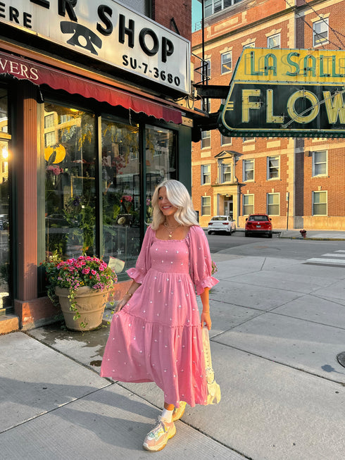 Lillies Love Midi Dress// Pink