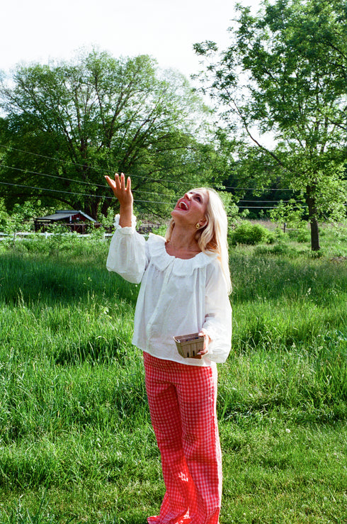 Gingham Girl Pant // Coral