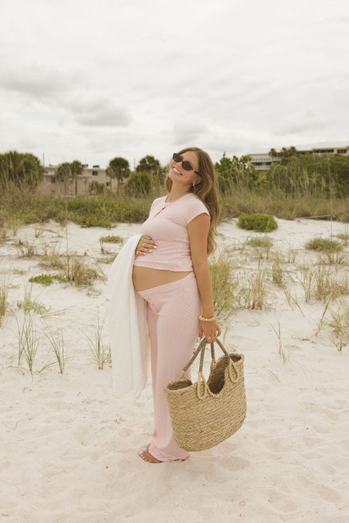 Sunrise Pointelle Tee // Baby Pink