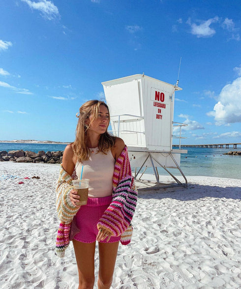 You're My Stripe Cardigan// Pink