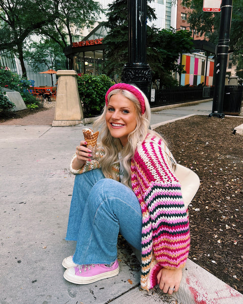 You're My Stripe Cardigan// Pink