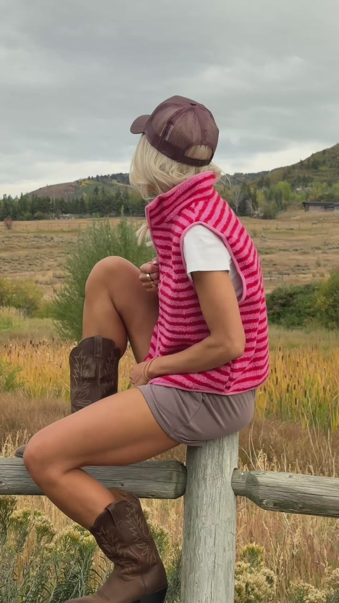 Camp Cutie Fleece Vest // Pink + Red – Coco McCall Shop