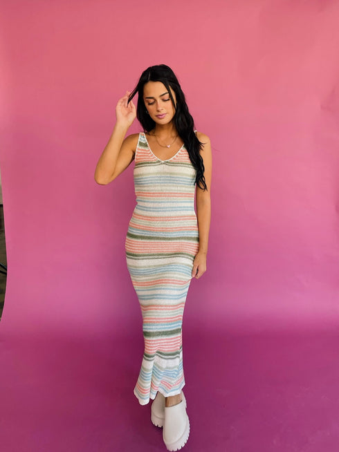 Beach & Disco Knit Dress // Coral Multi