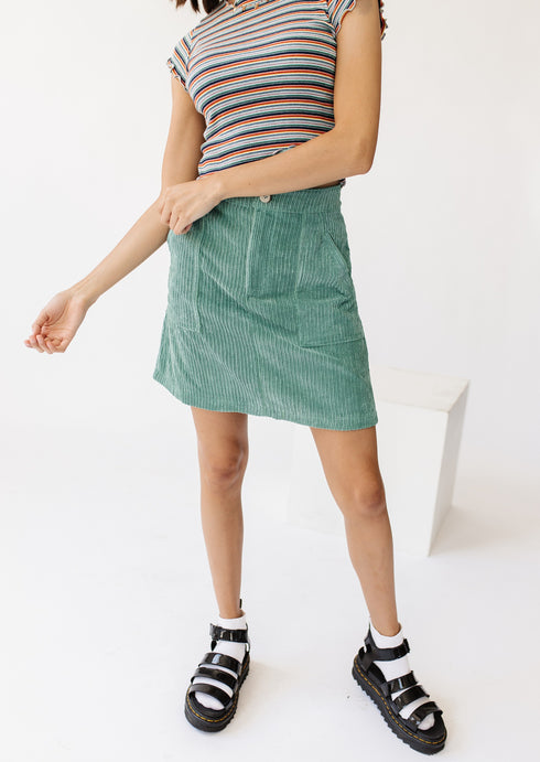 With The Band Mini Skirt// Teal