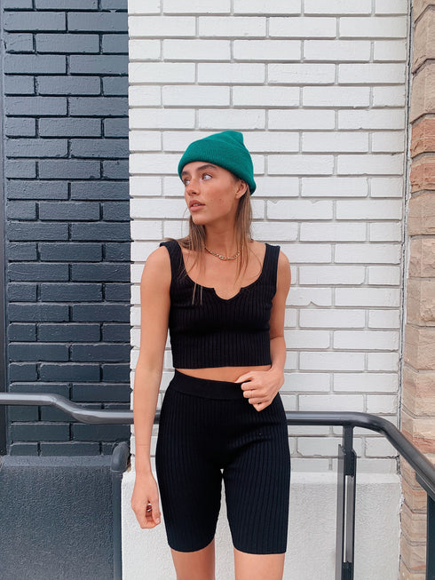 Cali Nights Ribbed Set// Black
