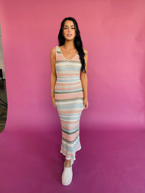 Beach & Disco Knit Dress // Coral Multi